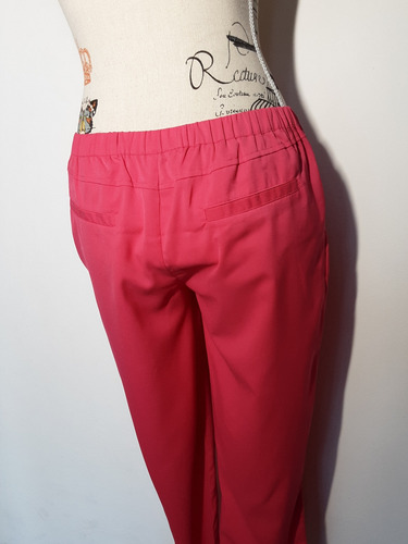 Imagen 7 de 10 de Pantalon Rosa Chicle Palazzo Corte Recto Y Bolsillos Talla S