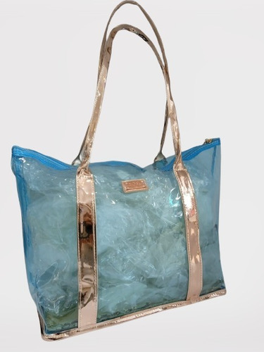 Bolsa Nécessaire Transparente Com Alça Ruby's Cor Azul