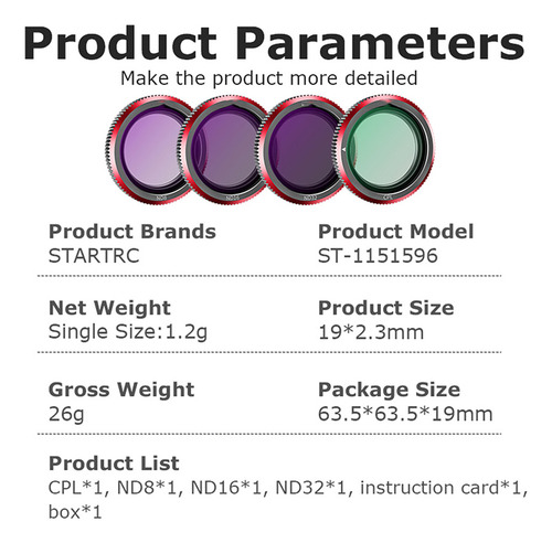 Filtro Especializado Cpl Nd8 Nd16 Nd32 Para Dji Neo