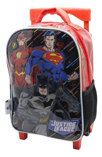 Mochila Escolar Dc Liga De La Justicia Hero Fight Con Carro Color Negro Diseño De La Tela Liso