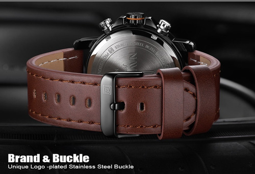 Relógio Masculino Militar Esportivo Naviforce Pulseira Couro