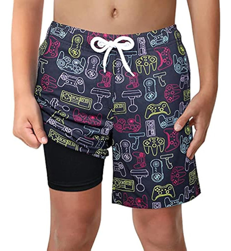 Lucowee Boys Swim Trunks With Boxer Brief Liner Compression 