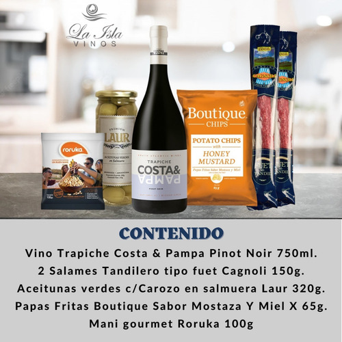 Imagen 2 de 10 de Vino 750ml + Salame Tandilero Tipo Fuet Cagnoli + Box Combo