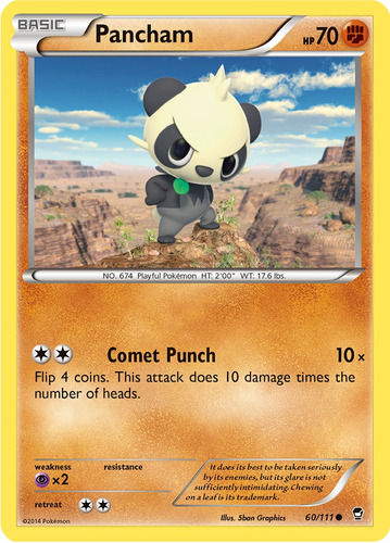 Cartas Pokemon Pancham 60/111  Xy Furious Fists Ffi