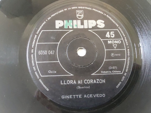 Vinilo Single De Ginette Acevedo Cancion Del Adios (z31 (Usado)
