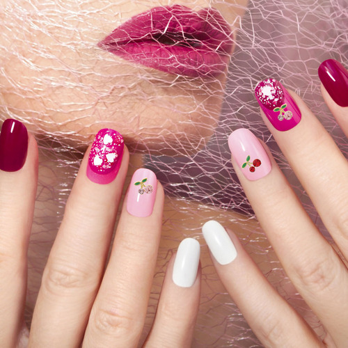 Pegatinas De Uñas 3d Con Forma De Cereza, Gemas, 36 Unidades