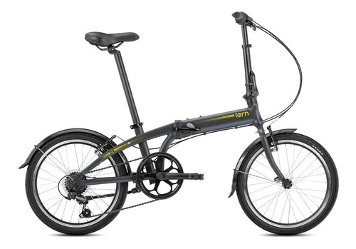 Bicicleta urbana plegable Tern Link A7 R20 Único frenos v-brakes cambio Shimano Tourney color matte shale/mango con pie de apoyo  