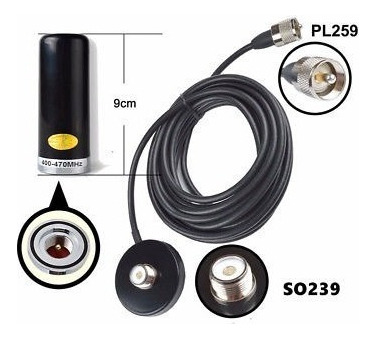 Uhf Antena + Soporte Magnético Para Radio Móvil Icom Ic-2730