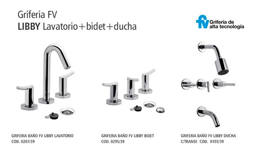 Imagen 3 de 6 de Griferia Fv Libby Bidet 0295/39-cr Proyectar Materiales