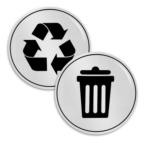 Conjunto De 2 Calcomanías De Basura Y Reciclaje | Uv Estable