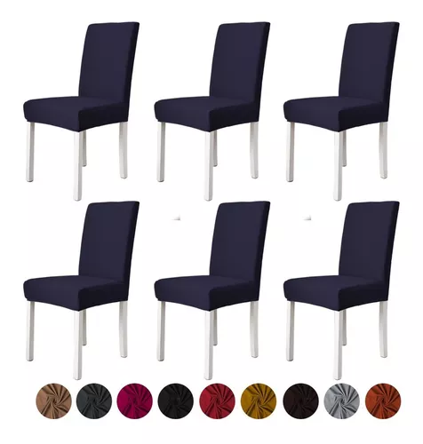 6 Fundas Elástica Cubre Silla Comedor Strech Ajustable Color Color Marino