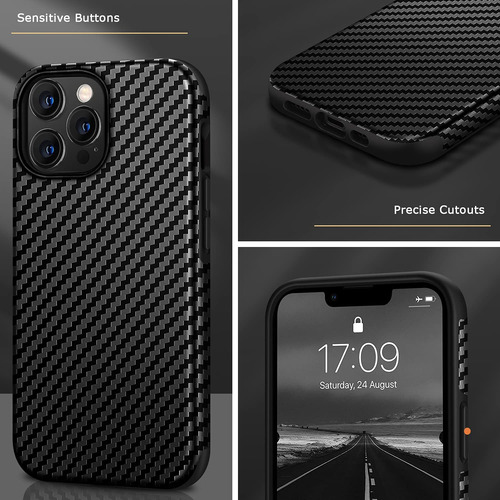 Funda Para iPhone 13 Pro Fibra De Carbono Duro Negra
