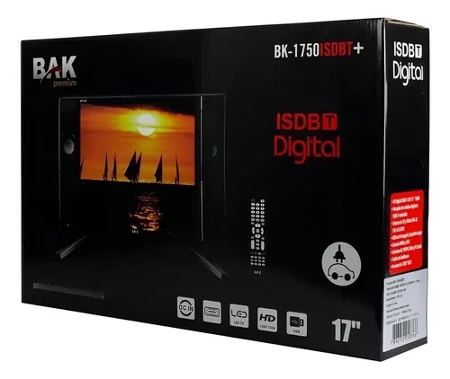 TV LED 17'' Bak BK-1750ISDBT HD Portátil com HDMI e USB Preta