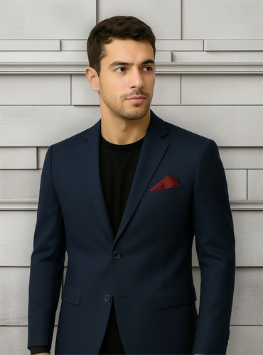Blazer Microfibra Slim Masculino Forro Trabalhado Promoção Azul-marinho Blazer 48
