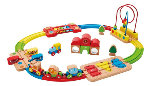 Pista De Tren Madera Rompecabezas Arcoiris Hape E3826 Edu Color Multicolor