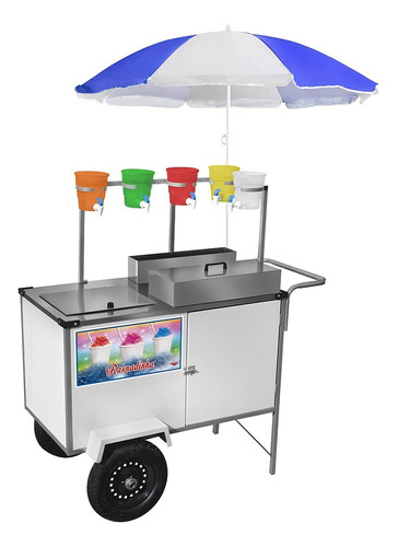 Carrinho De Raspadinha Cefaz Branco Com Guarda Sol Bl31p/gs