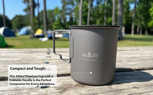 Taza Portátil De Titanio 450 Ml Con Tapa Para Exteriores