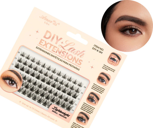 Pestañas Diy Lash Extensions Extension 10 Usos Amor Us Color Diy-8-sm Largo 14 Mm Tipo De Curvatura C