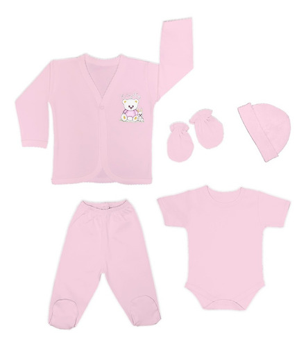 Ajuar De Algodón Pima Para Bebe Beba Rosado - En Caja