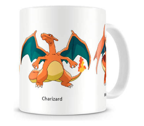 Caneca Pokémon Evolução Charizard Cor Branco