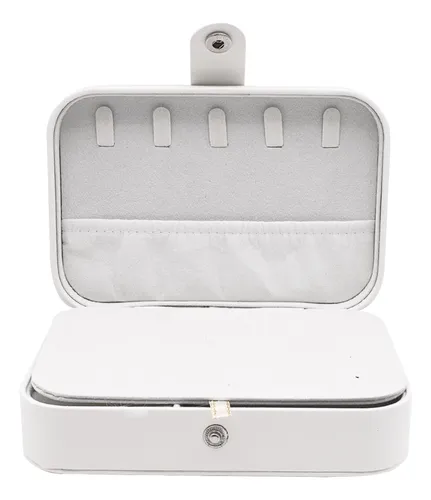 Alhajero Joyero Organizador Estuche Portatil De Joyas Color Blanco