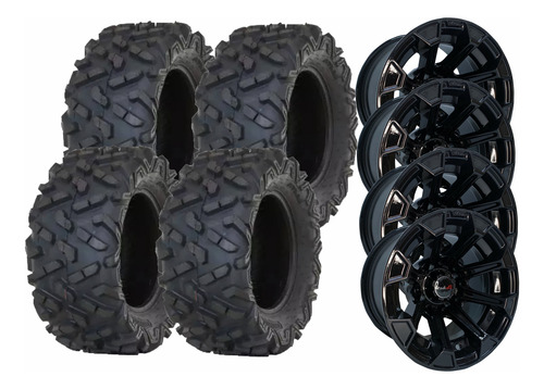 Roda Black Aro 12 Pneu Atlas 25x8-12 25x10-12 Honda Fourtrax