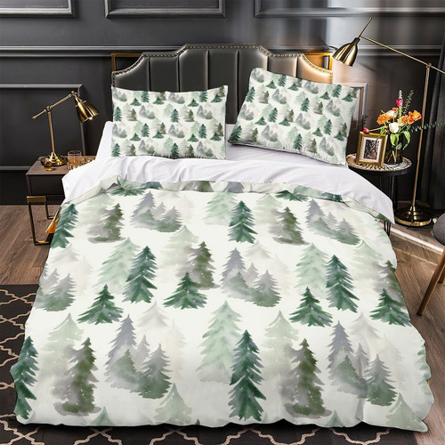 Llylumty Juego De Funda De Edredón Con Diseño De Bosque De N