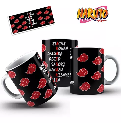 Caneca Preta Naruto Akatsuki Nomes Nuvem Xícara Akatsuki Personalizada