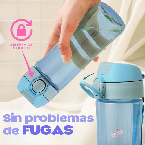 Imagen 3 de 8 de Botella De Agua Deportiva 600 Ml Antiderrame Con Jareta 9256