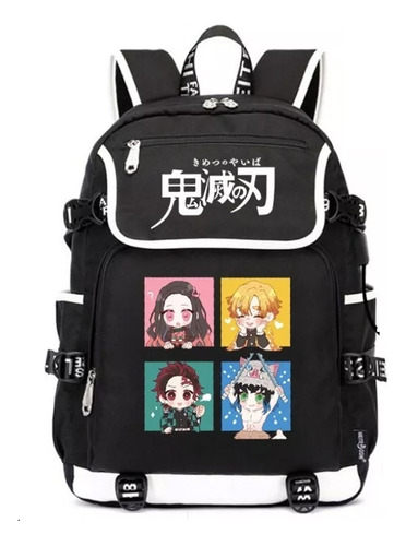 Mochila Escolar Con Usb Diseño Demon Slayer, Bolsa Escolar De Dibujos Animados, Manga De Gran Capacidad Para Viajar, Mochilas Diarias Para Niñas