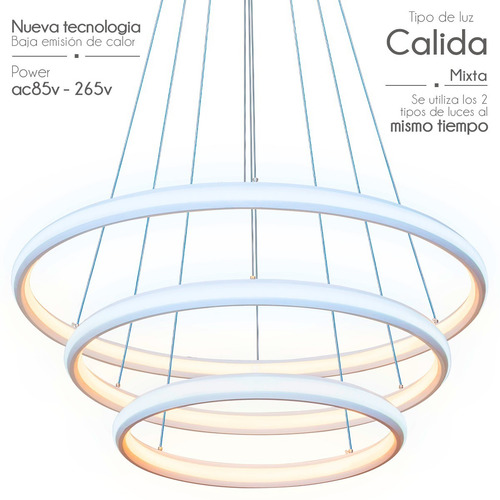 Imagen 4 de 10 de Lampara Led Diseño Elegante Colgante 150w Luz Mixta