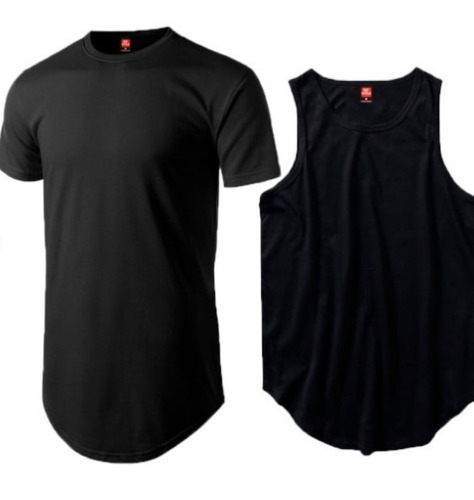 Kit 2 Camiseta + Regata Longline 100% 30.1 Caimento Perfeito