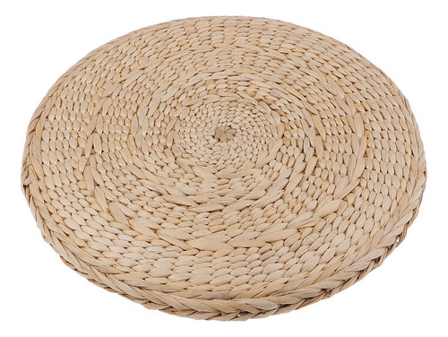 K A Puf Redondo Tejido De Paja De 2 Colores Con Cojín Tatami