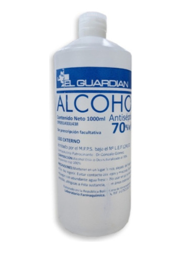 Alcohol Antiséptico 70% 1 L. Bulto De 12 Uds. El Guardián.