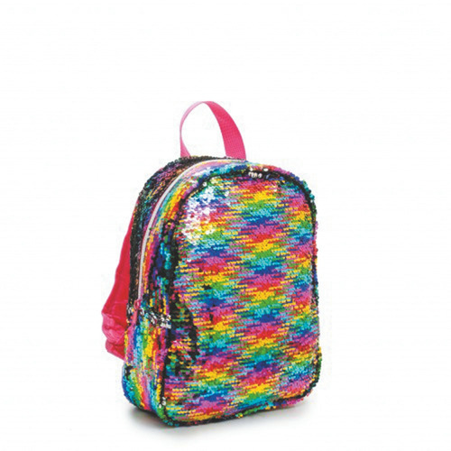 Mochila Prescolar Lentejuelas Reversible Multicolor/plateado
