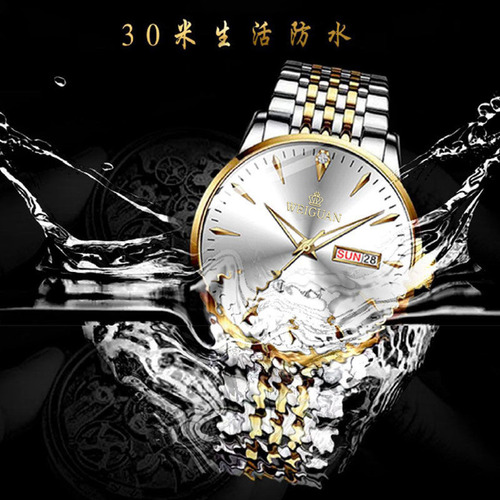 Elegante Reloj De Pulsera Impermeable, Luminoso, Movimiento
