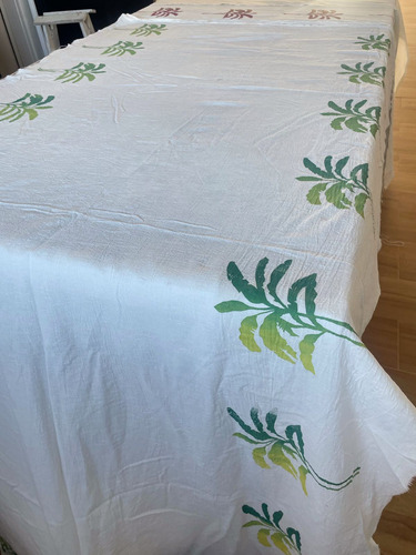 Manteles Minimalistas Gasa Blanca Estampas Palmeras 3x2m