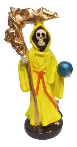 Mini Figura De La Santa Muerte 12 Cm Color Amarillo