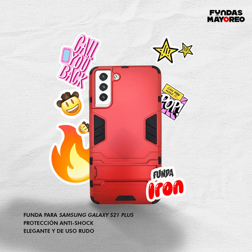 Funda Iron Para Samsung Galaxy S21 Plus Carcasa Antishock Rojo