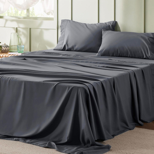 Bedsure King Size Sheets Grey - Sábanas Suaves Para Cama Kin