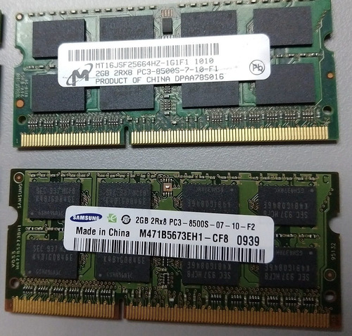 Imagen 1 de 3 de Memoria Ram Laptop Ddr3 2gb  Pc3-8500 1060mhz Sodimm