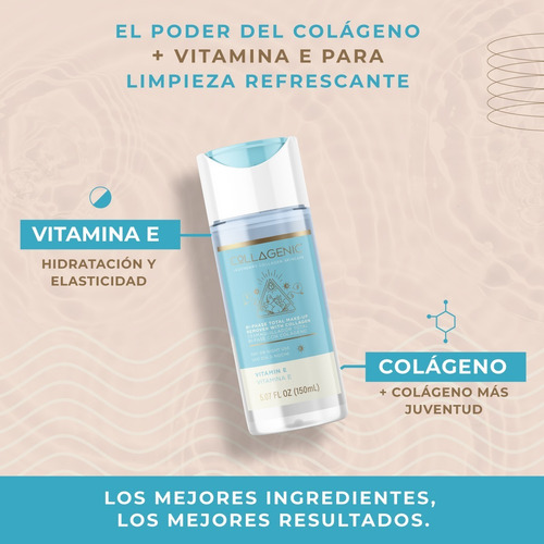 Imagen 2 de 7 de Desmaquillante Bifasico 150ml Vitamina E Colageno Skin Care