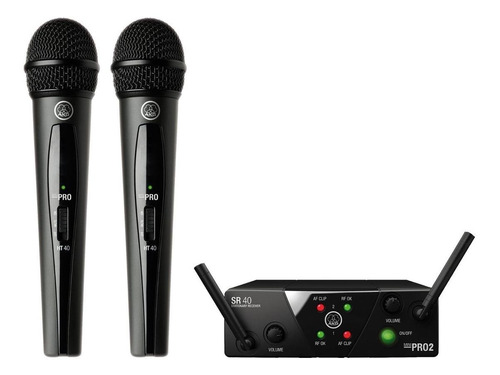 Microfones AKG WMS40 Mini Dual Vocal Set Dinâmico Cardioide cor preto