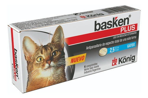 Pastilla Desparasitante Para Gato Basken Plus (4 Comp)