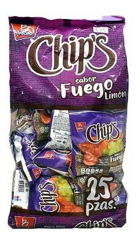 Papas Mini Chips Fuego 25 Pzas De 18 G C/u