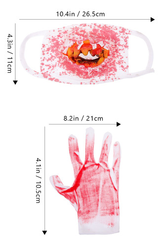 1 Juego De Guantes De Sangre Para Cosplay Y Máscara Espeluzn