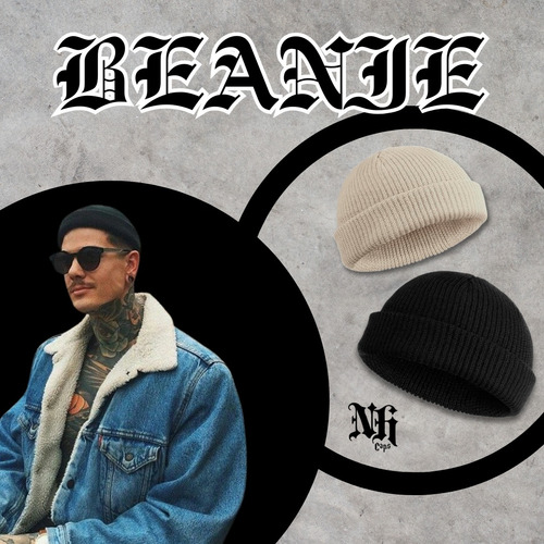 Gorro Beanie Lana Corto Unisex Ajustado Fisherman Azul Unico Tejido