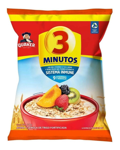 Avena Y Sémola De Trigo Fortificada Quaker 3 Minutos 900g