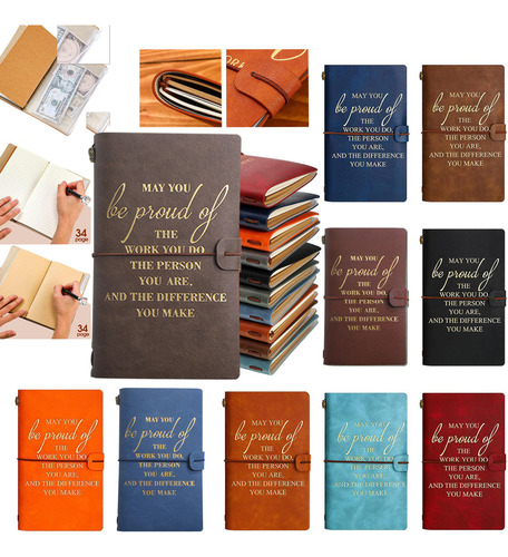 Cuaderno De Cuero Vintage Con Citas Inspiradoras Color Bordó