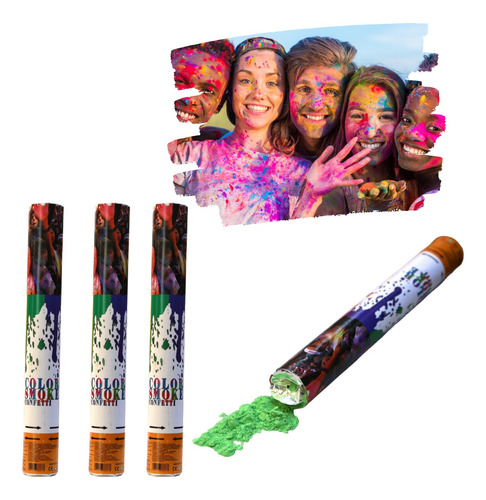 10 Bazuca Lanzador Polvo Holi Neon Colores Surtidos